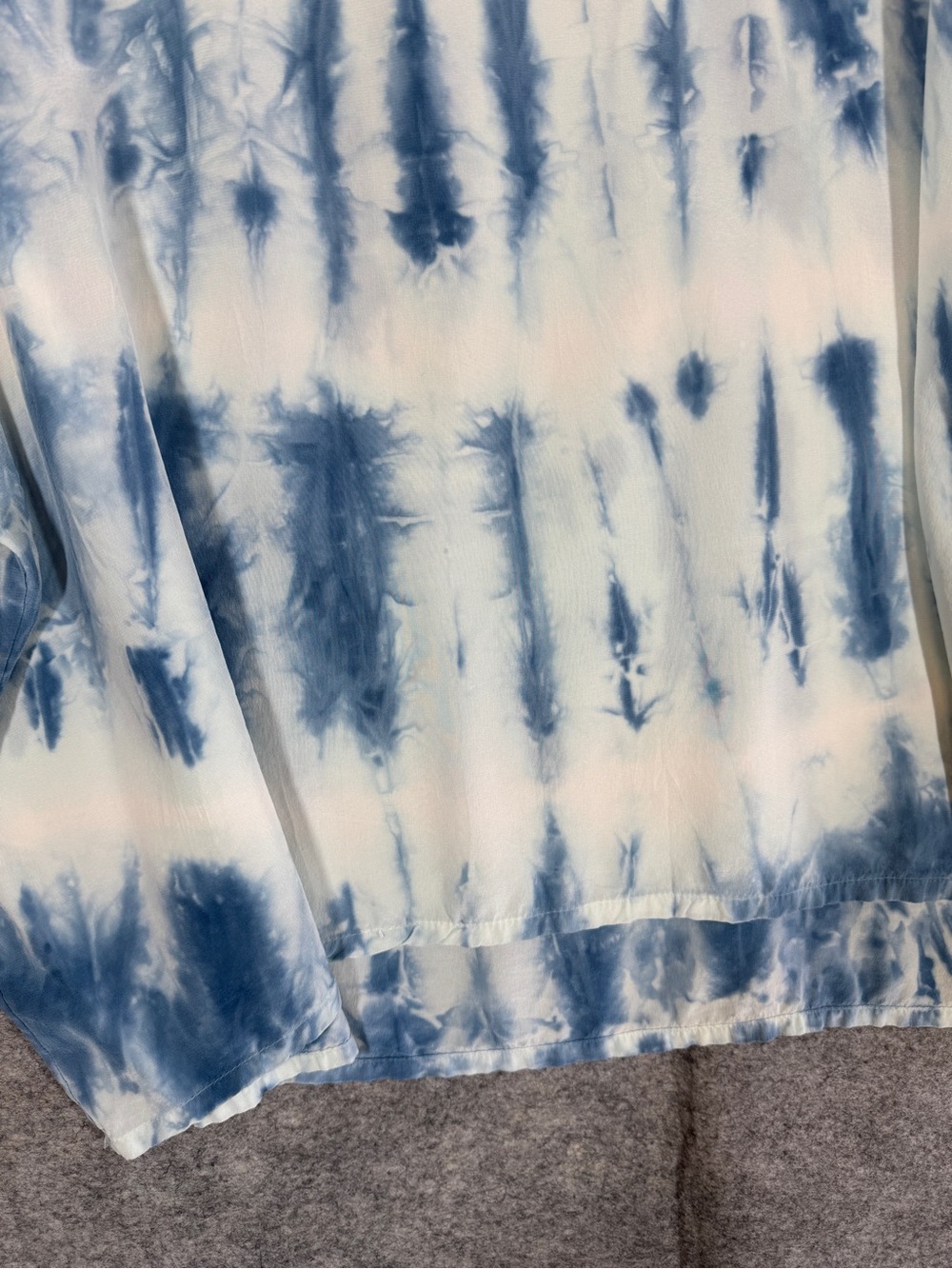Gypsy 05 Silk Tie Dye Blouse Blue White Medium Boho Resort Top Summer Vacay - Picture 5 of 16